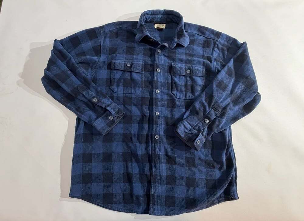 L.L. Bean Blue Black Plaid Fleece Lined Flannel Shirt L Reg